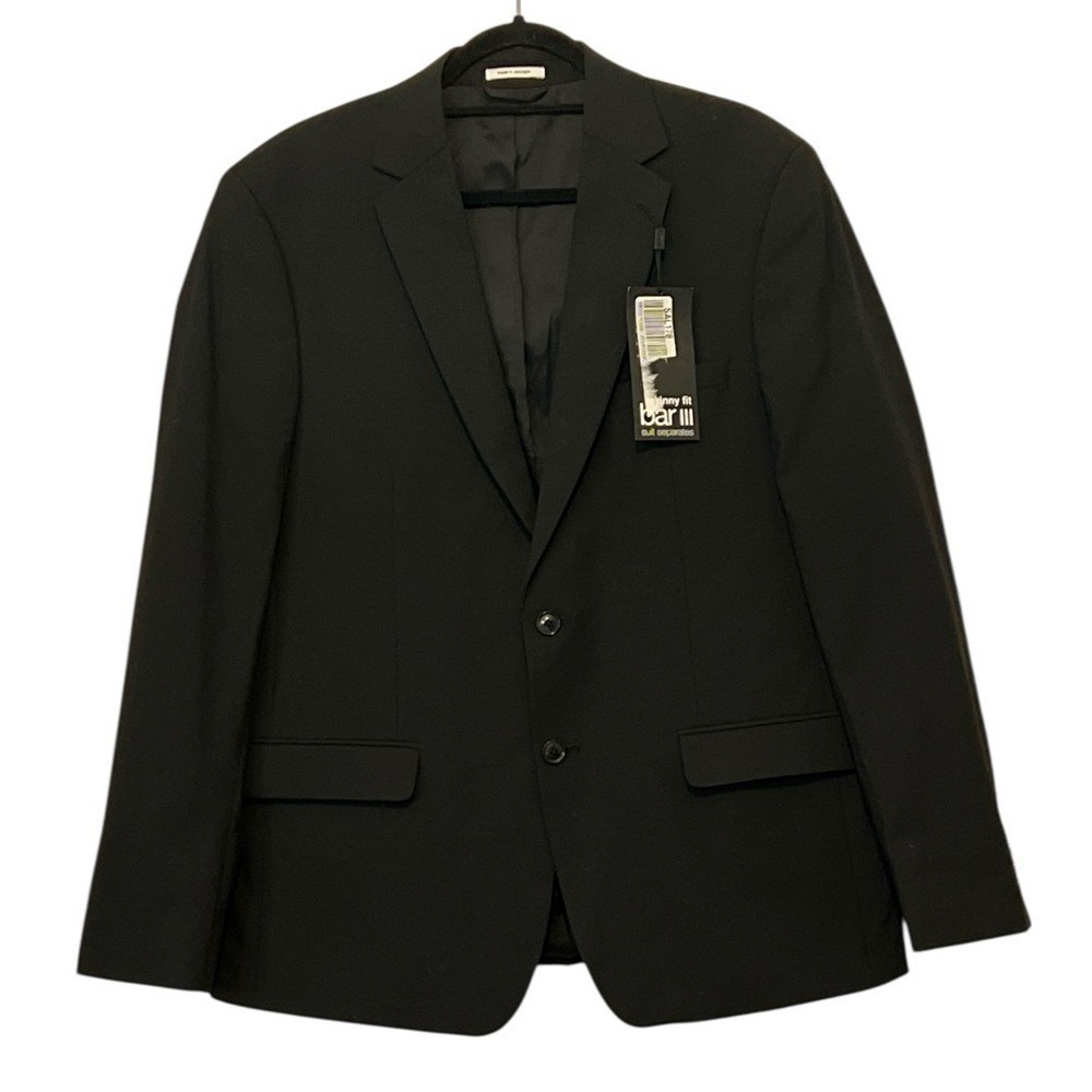 Bar III Skinny‎ Fit Suit Jacket, Men's, Full Lining, Size 44R Black, Size 44R